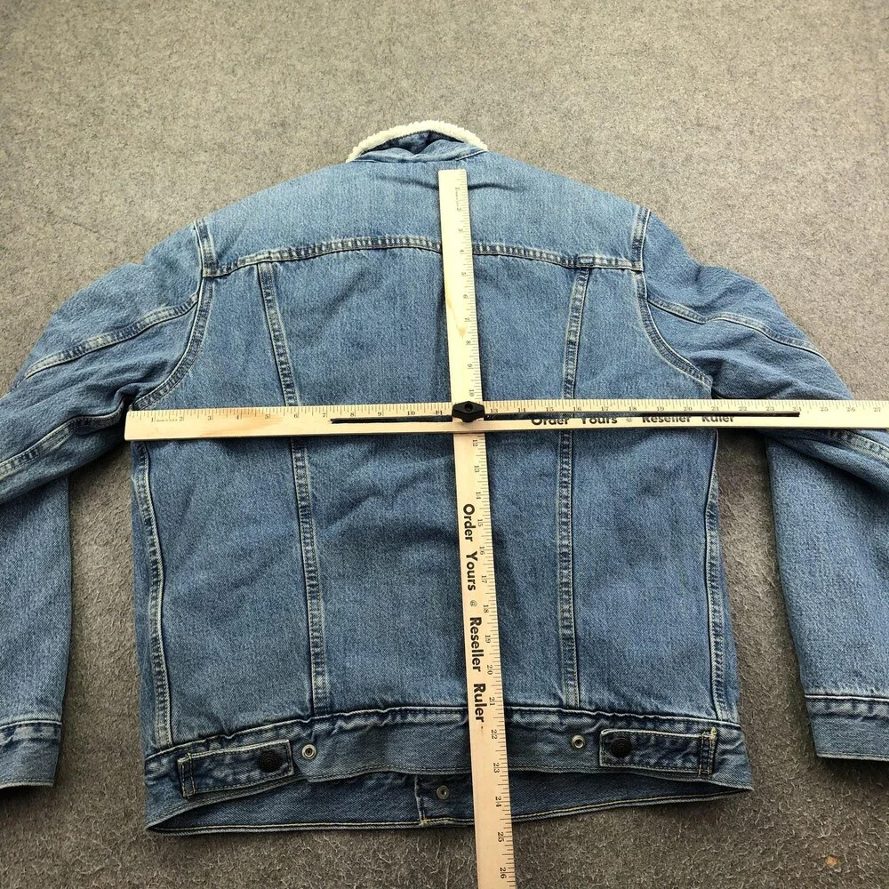 Levi's Jacket Mens Medium Blue Denim Sherpa Lined Trucker Button Winter Coat